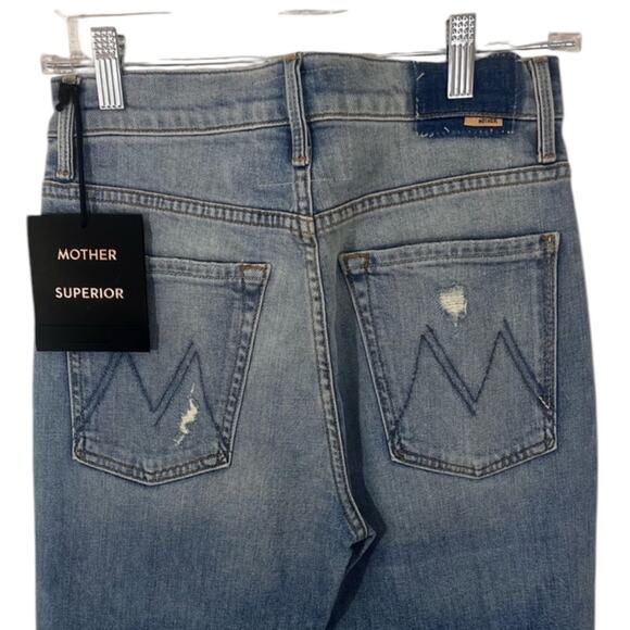 NWT MOTHER High Waisted Jeans Hiker Hover Undone Hem - On my Knees - Sz 27 - Picture 7 of 12